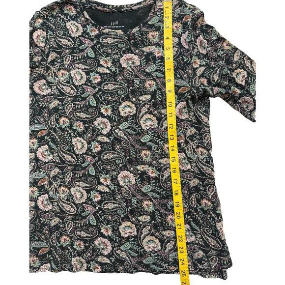J.Jill Shirt Womens Small Green Paisley Floral Pima Cotton High-Low Long Sleeve - Picture 5 of 6